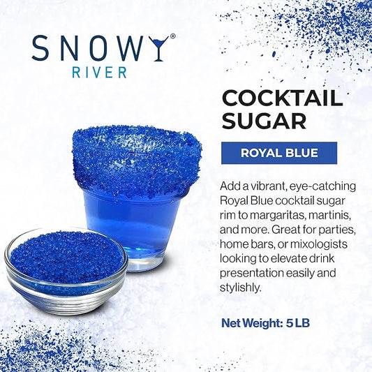 Snowy River Royal Blue, Cocktail & Margarita Sugar Rimmer - Vibrant Color Glass Rimming Sugar with Medium Crystal Texture - 80oz