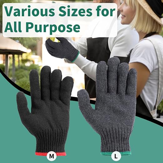 12 Pairs Dark Grey Gloves Men Women, Large Field Dressing Gloves for BBQ, Grilling, Oven, Heat Resistant, Mechanics, Welding, Gardening, Bulk