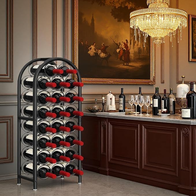 Wine Rack Free Standing Floor 23 Bottle Metal Wine Holder Organizer