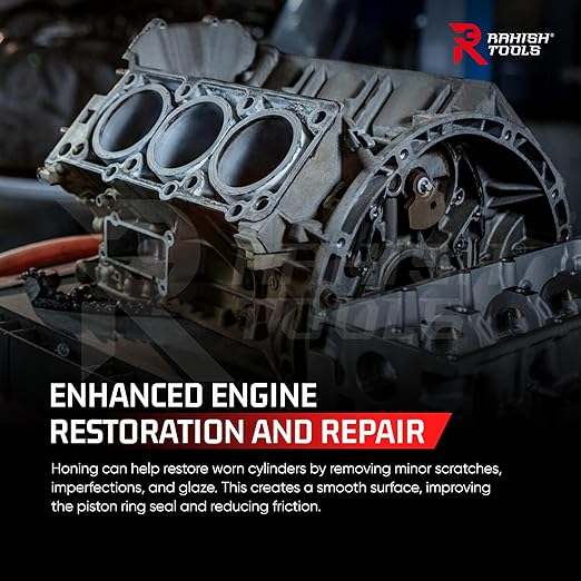 Engine Cylinder Hone Kit 45mm to 65mm Adjustable Handheld Honing Machine Tool Kit with 16 Stones Sizes 3" x5/16 x5/16 - Works for Mid-Size to Larger Car Engines