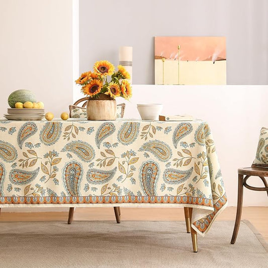 patdrea Designer Vintage French Rectangle Table Cloth,Italian Floral Wrinkle Free Farmhouse Extra Long Tablecloth,Decor Table Cover for Kitchen Dining,Christmas,Thanksgiving,67"x118"-Lysaniya