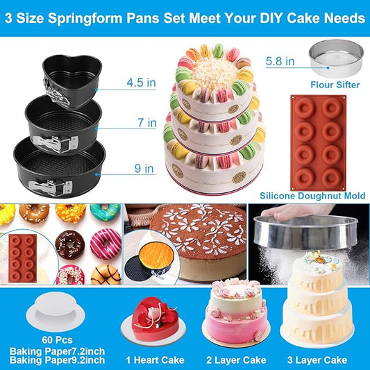 Cake Decorating Kit, 730 Pcs Cake Pop Kit Cake Decorating Supplies with Cake Carrier Holder Springform Pan Sets Toolbox Organizer Turntable Piping Bags Tips Chocolate Molds for Beginner Professional