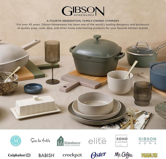 Gibson Home Rockaway Dinnerware, Teal Matte, Service for 4 (12pcs)