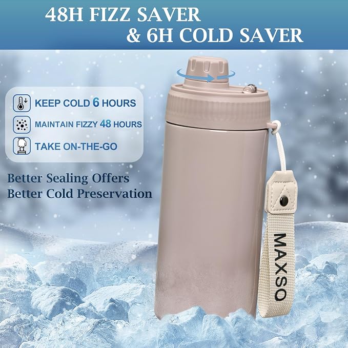 MAXSO Sealed Can Cooler Fizz Lid Can Cover for 12 oz Regular, Slim Skinny Cans & As Thermal Bottle, 4-in-1 Insulated Vacuum Stainless Steel Carbonated Cold Drink Holder - Oat