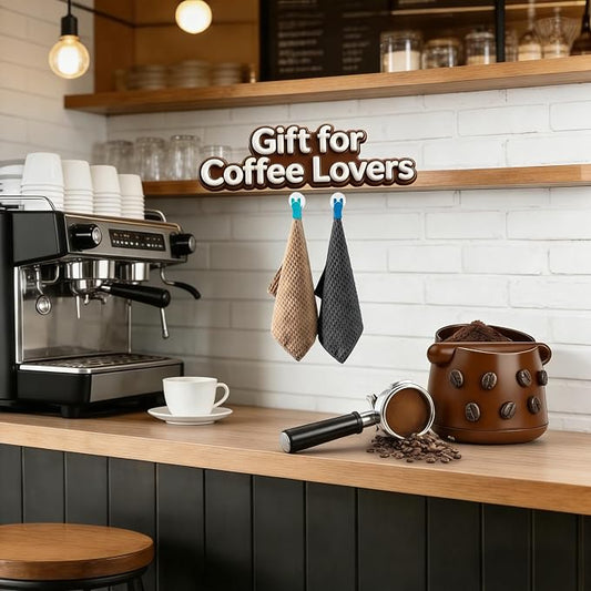 5-Inch Espresso Knock Box, Holds 15+ Coffee Pucks with Barista Towels, Removable Knock Bar & Anti-Slip Base, Espresso Machine Accessories for Home/Office (Classic Brown)