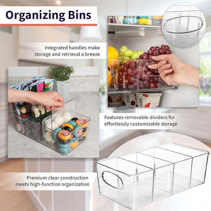 ClearSpace Pantry Organizers and Storage and Cabinet Organizer, 8 Pack | Organize snacks, groceries, and kitchen essentials with storage bins designed for pantry shelves, refrigerators, and cabinets