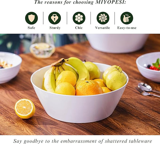 11.5-Inch Melamine Mixing Bowls (Set of 2) - Unbreakable and Reusable Large Serving Bowls, Stackable and Dishwasher-Safe - Versatile for All Meals