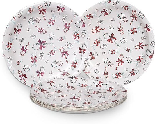 Papyrus Disposable Tabletop Plates Set - Elegant and Sturdy Plates for Any Occasion, Peppermint Candy Cane, Plates