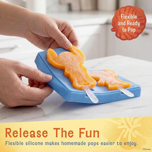 Disney Silicone Popsicle Molds with Lid – Compact BPA-Free Popsicle Maker Featuring Stitch, Flexible Ice Pop & Ice Cream Molds with Sticks, Dishwasher Safe, 2 Mold Set for Homemade Frozen Treats
