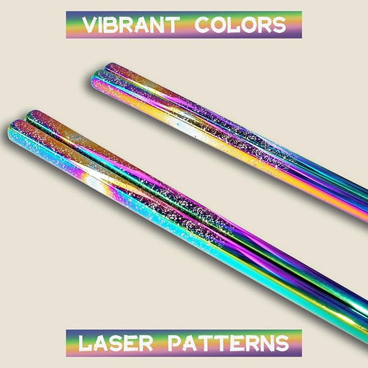 Stainless Steel Rainbow Chopsticks - 5 Pairs Reusable Metal Chopsticks with Non-Slip Tips, Dishwasher Safe, Colorful Utensil Set for Adults, Kids, Asian Cuisine, Sushi, Noodles, Home Kitchen or Gift