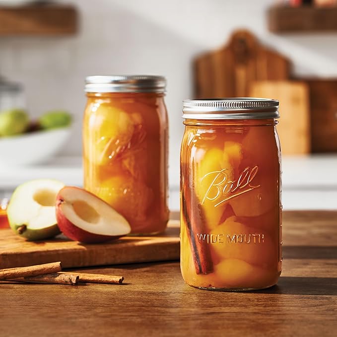 Ball Wide Mouth Glass Mason Jars with Lids and Bands, Used for Canning, Pickling, Juice, Jam, Jelly, Quart Size 32 Ounce (Pack of 2)