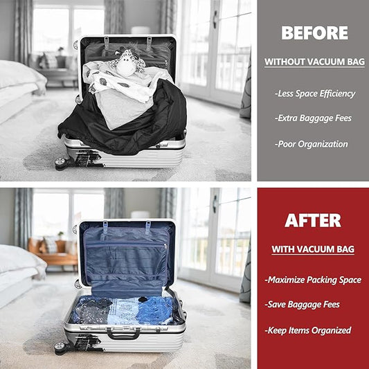 SUOCO Travel Vacuum Bags for Luggage with Portable Electric Pump, 12 Combo (4L/4M/4S) Packing Seal Bags for Clothing Suitcase Backpack, Space Saver Compression Clothes Storage Bags