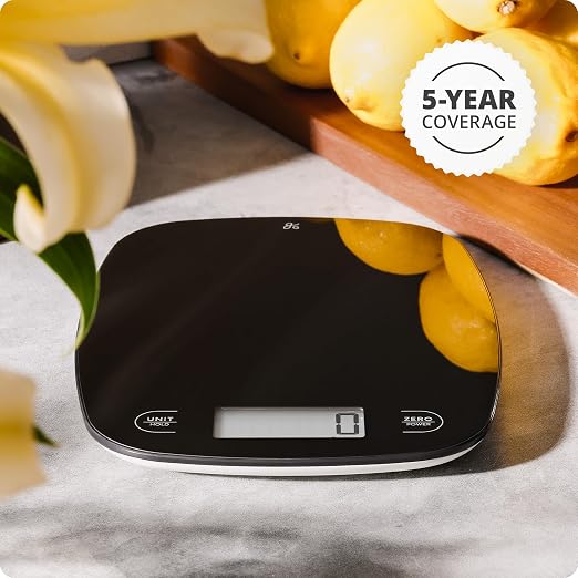 Greater Goods Food Scale โ Digital Kitchen Scale, 1g Precision, Easy-Tare & Quick Conversion, Slim Compact Design, Durable & Portable | Ideal for Cooking, Baking & Meal Prep (Glass, Black)
