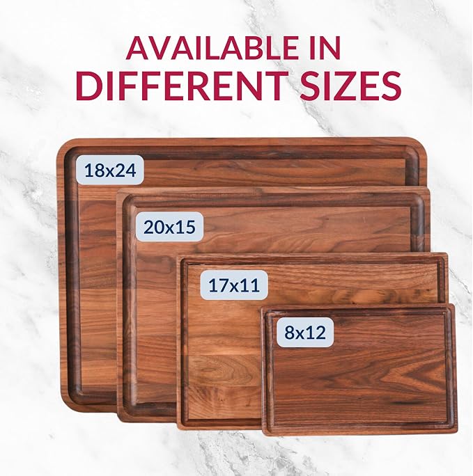 Walnut Wood Cutting Board - Made in USA - Reversible - by Virginia Boys Kitchens