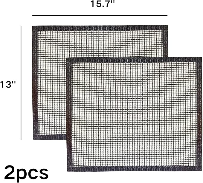 2 Pack Grill Mesh, Non Stick BBQ & Baking Mats, Heavy Duty, Reusable and Easy to Clean, Works on Gas, Charcoal and Electric BBQ (15.7 x 13 Inch x 2 pcs)