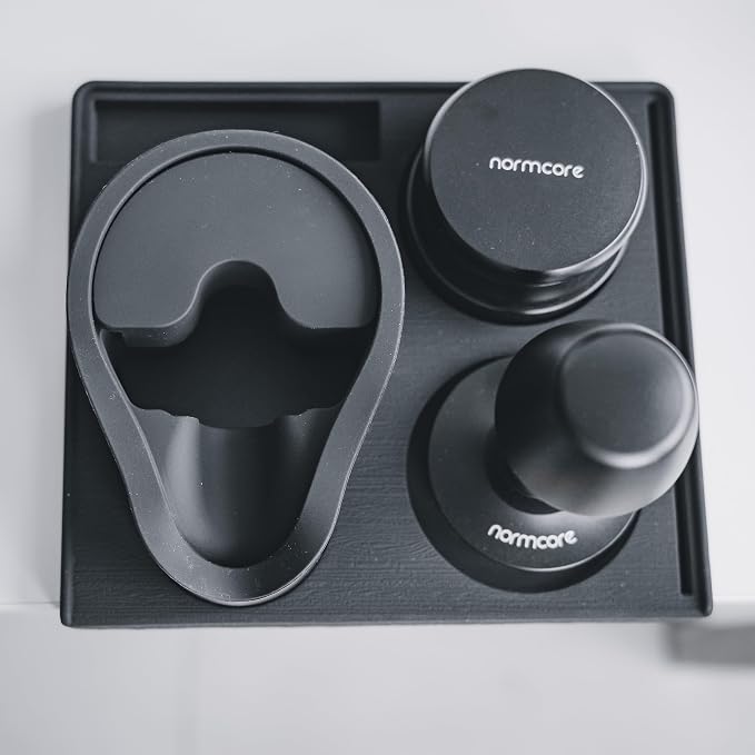 Normcore Espresso 58mm Portafilter Tamping Station, Compact Tamping Station, Barista Corner Tamping Mat With Portafilter Stand, Coffee Tamper Holder Pad, Black