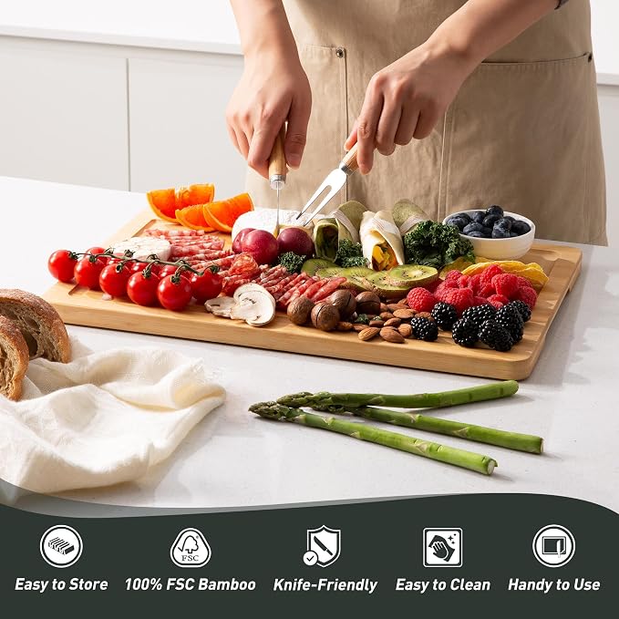 Bamboo Cutting Board Set Non Slip Feet Over Sink Chopping Board Christmas Xmas Birthday Day Gifts Ideas Grandmother Gigi Granny Nana Glamma Mawmaw Yaya Abuela Abuelita Mamaw Mimi Nonna Oma Meme