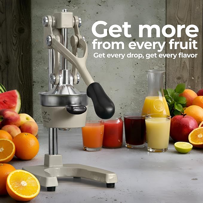 Zulay Kitchen Cast Iron Juicer - Heavy Duty Manual Juicer with Detachable Strainers for Easy Cleaning, Orange Juice Press for Citrus Fruits, Perfect for Bartenders, Juice Lovers & Health Enthusiasts