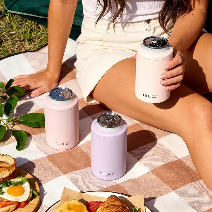 TILUCK Standard Can Cooler, Stainless Steel Insulated Cans, 12 oz | Beer & Hard Seltzer, Doucle-Walled Stainless Steel Insulated Slim Cans, Slim 12 oz