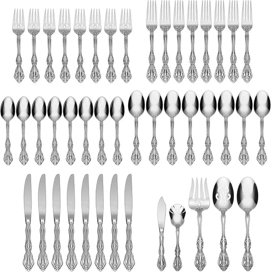 Oneida 2765045AL20 Michelangelo 45 Piece Fine Flatware Set, Service For 8