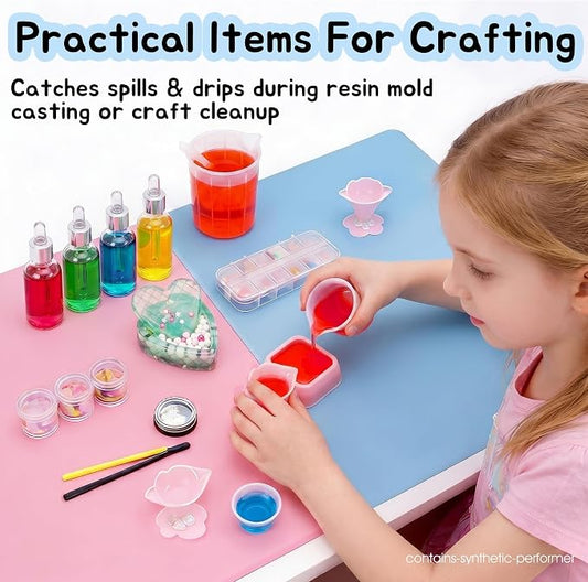 Silicone Mats for Resin Crafts 9"W x 12"L: Non-Slip Heat Resistant Small | Nonstick Silicone Sheets - Easy to Cut Silicone Mat for Jewelry Casting Nail Arts Clay 2 Pcs Blue & 2 Pcs Pink