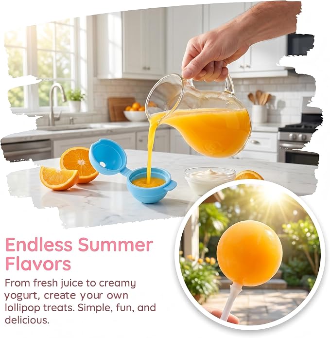4Pcs Silicone Lollipop Popsicle Molds,Lollipop Ice Cream Mold,DIY Popsicle Maker,Reusable Homemade Popsicle Molds