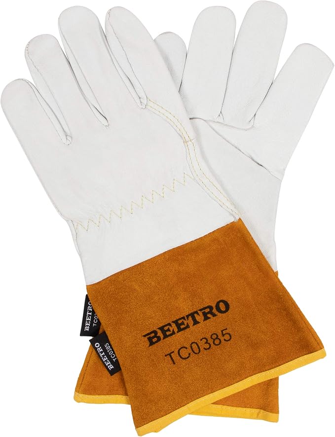 BEETRO Working Gloves 5 Pairs, Tig Welding Cowhide Split Leather, Heat/Fire Resistant BBQ/Warehouse/Heavy Duty/Animal Handling Glove, Extremely Soft and Flexible