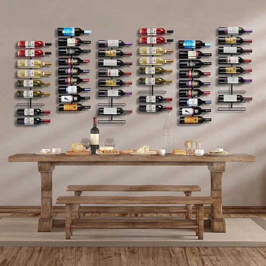Sorbus Wall Mount Wine Rack 2-Pack – Holds 9 Bottles Each – Black Metal Wine Bottle Holders for Wall, Modern Wine Rack for Home Bar, Kitchen