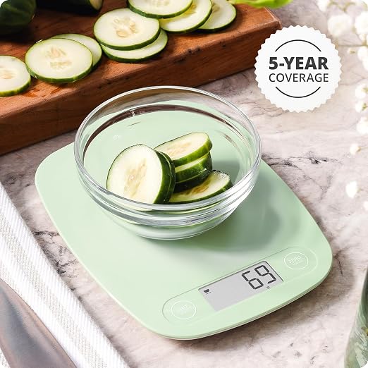 Greater Goods Food Scale โ Digital Kitchen Scale, 1g Precision, Easy-Tare & Quick Conversion, Slim Compact Design, Durable & Portable | Ideal for Cooking, Baking & Meal Prep (Sage Green)