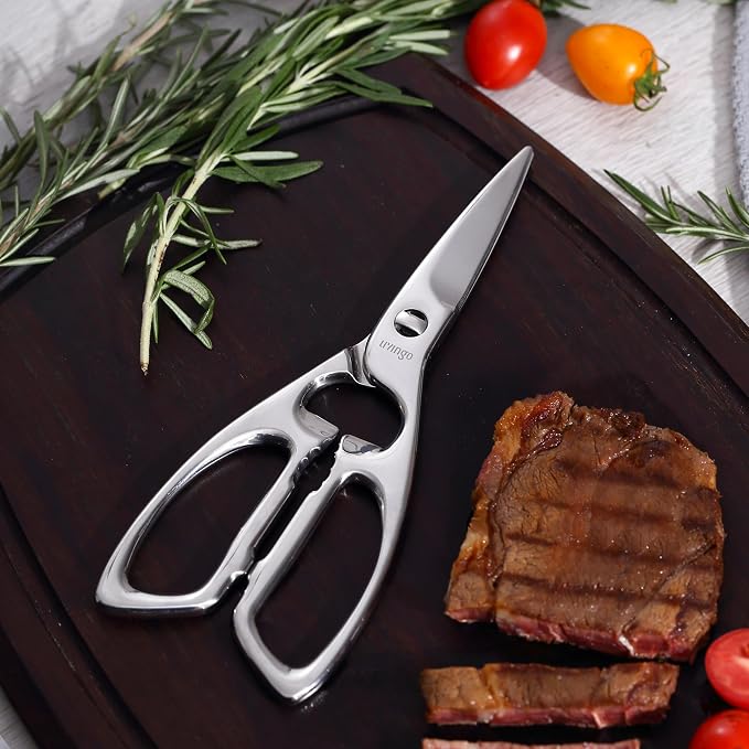LIVINGO Kitchen Shears Heavy Duty Stainless Steel Multi Purpose Scissors | Come Apart Design, Dishwasher Safe, Sharp Cutting Edge, Food Meat Poultry Vegetable Nutcracker, Everyday Kitchen Tasks
