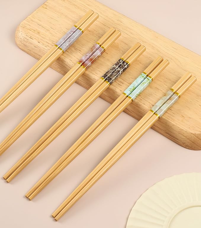 20Pairs Bamboo Chopstick Reusable Wooden Chop Sticks Washable Chinese Style 9.5Inch