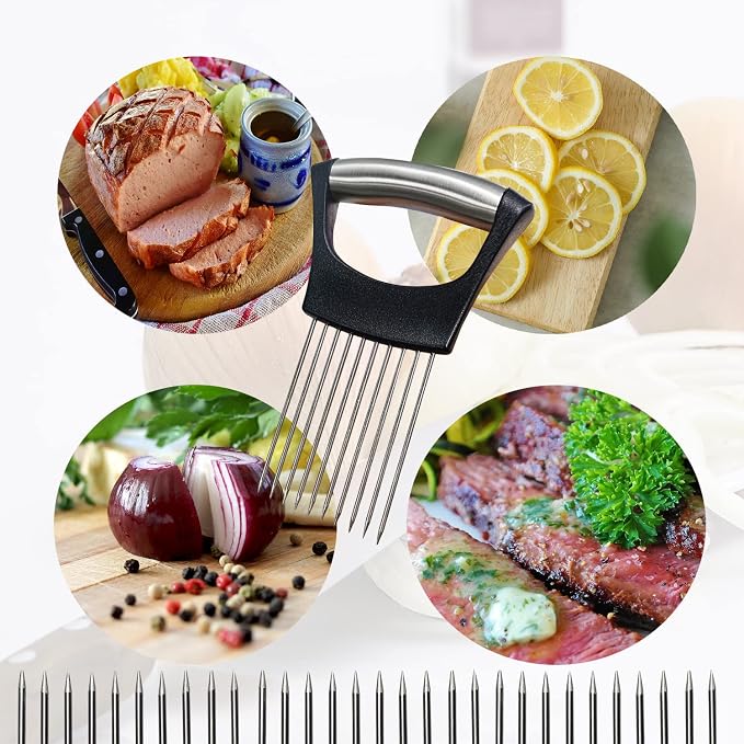 Onion Slicer Holder, Onion | Tomato | Potato | Apple | Egg Holder for Slicing, Vegetables | Fruits Slicer Holder, Meat |Beef Chopper, Multi-Purpose Kitchen Accessory, 2 Pack