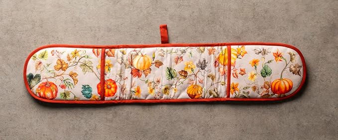Maison d' Hermine Double Oven Mitts 100% Cotton Double Oven Glove (7"x35") | Heat Resistant BBQ Cooking Gloves with Loop Baking Kitchen Home Hotel Farmhouse Thanksgiving Christmas - Potiron