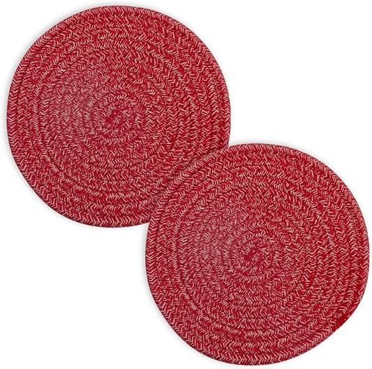 Trivets for Hot Dishes, Pots and Pans, 8 Inches Hot Pads 5 Pcs, Pot Holders for Kitchen, Heat Resistant Mat Protect Counter, Coasters Set Home Essentials Farmhouse Decor (Red)