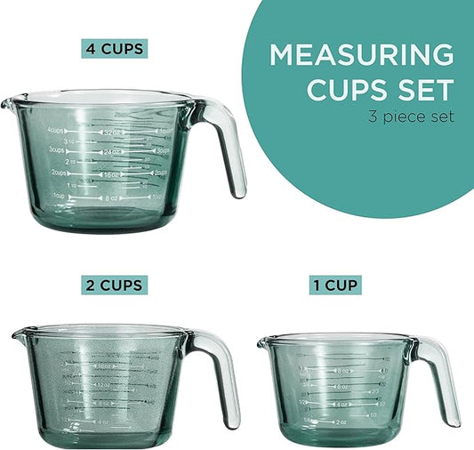 COOK WITH COLOR Glass Measuring Cups - Ideal for Cooking and Baking, Green