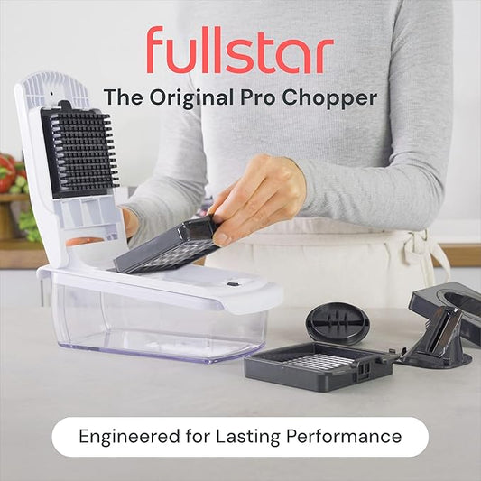 Fullstar The Original Pro Chopper - Vegetable Chopper and Spiralizer, Food Chopper with Container, Fruit Slicer, Kitchen Gadgets & Accessories, Home Essentials (4 in 1, Clear)