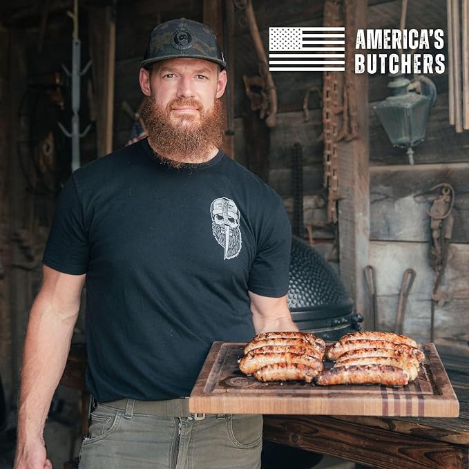 Bearded Butchers Natural Hog Sausage Casings 32-35mm, Edible Pre-Flushed | Stuffs 25-30 lbs, natural snap & bite, resealable brine bag, for bratwurst, Italian sausage, kielbasa, hot dogs, Polish