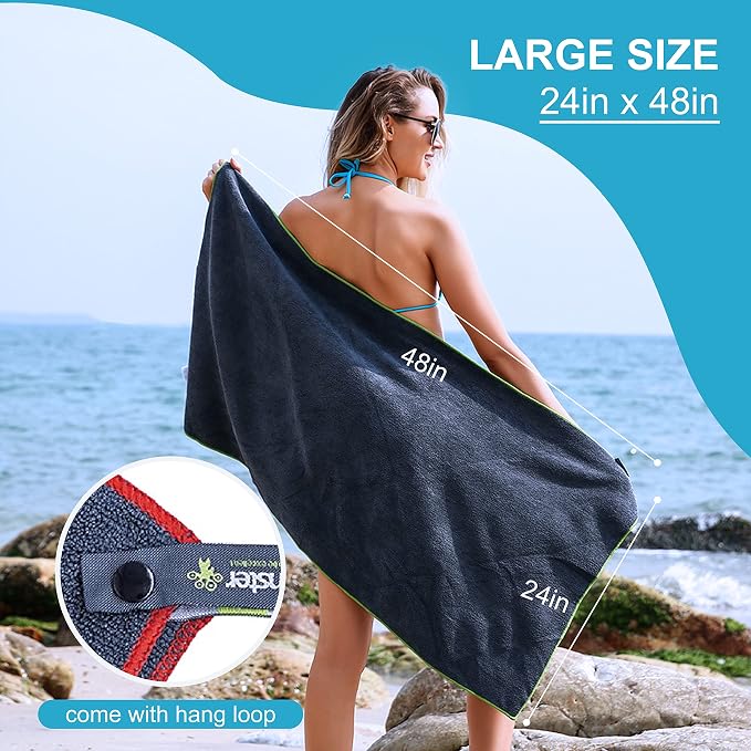 4Monster 4-Pack Quick Dry Microfiber Travel Towels – Super Absorbent, Ultra-Soft Camping Towel Set with Water-Resistant Bag, Lightweight & Compact for RV, Gym, Beach, Pool, Swimming, and Family Trips