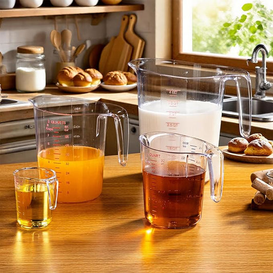DaYammi Measuring Cups 1-Piece, Unbreakable Food-Grade Plastic Measuring Cup for Dishwasher, 16-Cup Liquid Measuring Cups for Prepping, Baking, Cooking, Readable Markings, 4-Quart/4L, Clear