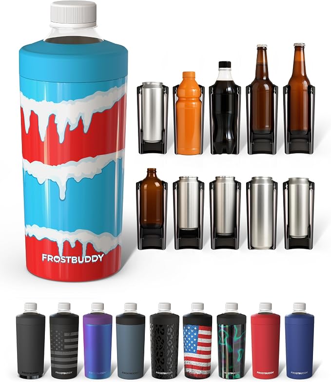 Frost Buddy XL Can Cooler - Fits 12-24 oz Cans (Frosty Freeze) | Keeps drinks chilled 12+ hrs | No sweat, no condensation | Fits slim & standard cans | Durable, portable design