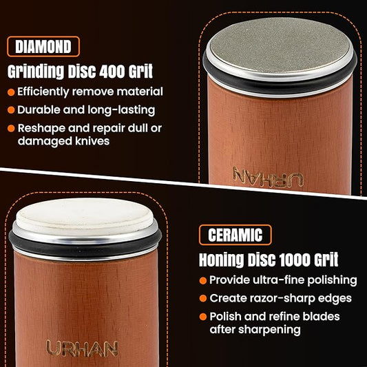Rolling Knife Sharpener Kit – 5 Magnetic Angles (12, 15, 17, 19 & 22 Degrees) – Diamonds and Ceramic Discs – Durable Knife Sharpening System – Easy to Use at Home – Suitable for Kitchen Knives