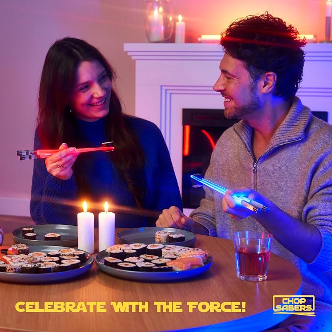 Lightsaber Chopsticks Light Up, Star War Chopsticks Light Up, Mini Lightsaber, Fun Chop, Cool Chopstick, Light Saber Chopstick, Led Chop sticks, 4 PAIRS, Blue Red Green Purple, Groove Tips