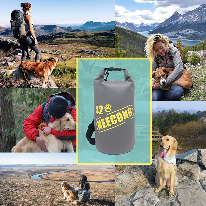 Dog Food Travel Bag With Collapsible Travel Big Bowls(800ml), 42 Cup Dog Food Storage System for Camping, Daily -10L Dog Food Dry Bag