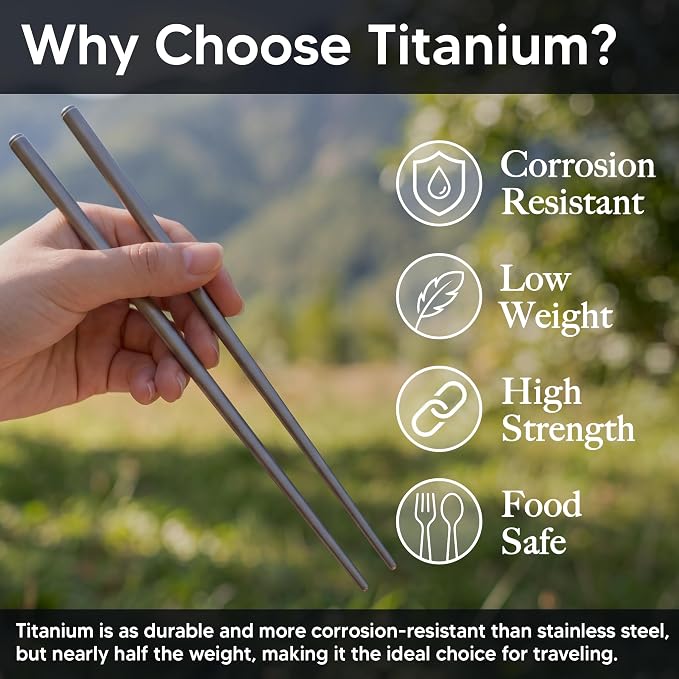 Kuvik Titanium Chopsticks with Mocha Cream Carrying Case