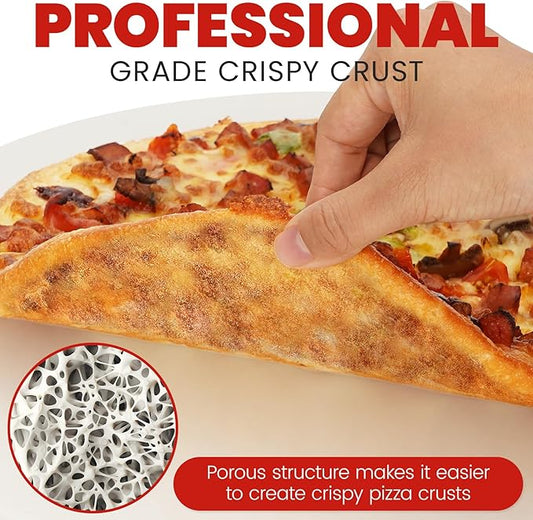 GOOD GAIN Pizza Stone for Oven Grill - 15'' Round Baking Stone for Bread, Pies | Cordierite Oven Stones for Cooking | Indoor,Outdoor | Durable, Heat Shock Resistant (White)