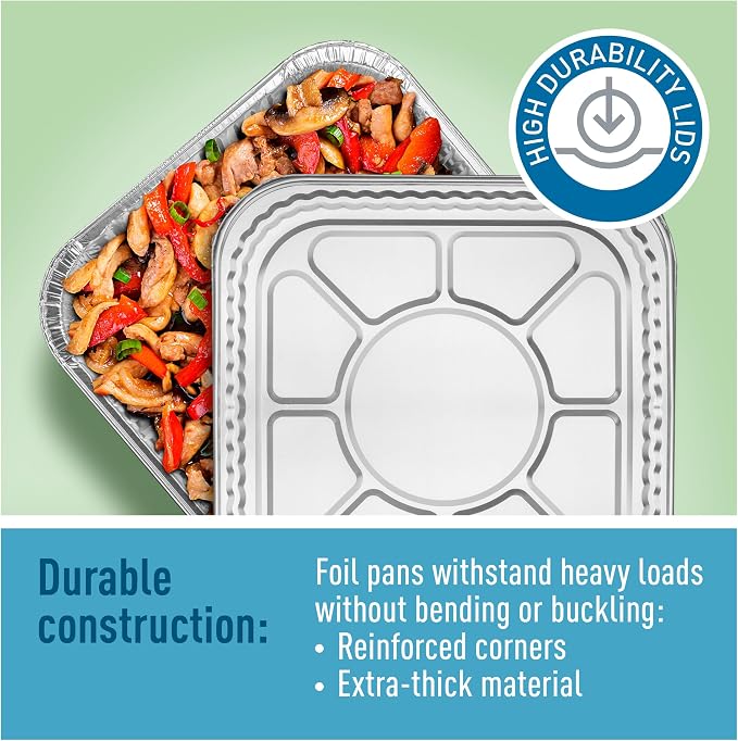 Disposable Aluminum Foil Pans with Lids, 20-Piece Combo Set, 9x13 & 8x8