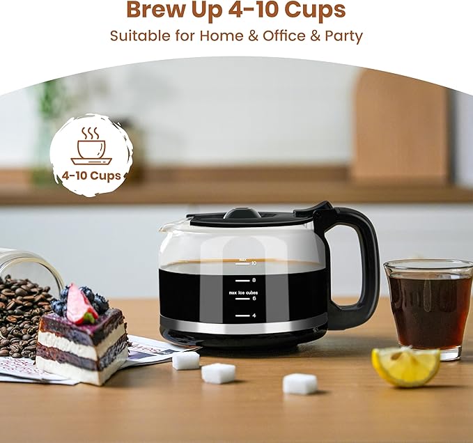 Gevi 10-Cup Grind & Brew Coffee Maker with Built-in Burr Grinder โ Programmable Touch Screen, 4-Hour Keep Warm, Permanent Filter, Drip Coffee Machine for Home & Office