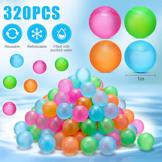 320 Pcs 10lb Reusable Ice Cubes for Drinks Plastic Ice Cube Refreezable Without Diluting Frozen to Keep Drink Cool Longer for Coffee Cocktails Whiskey Wine Bar Party Camping (Ball,Colorful)