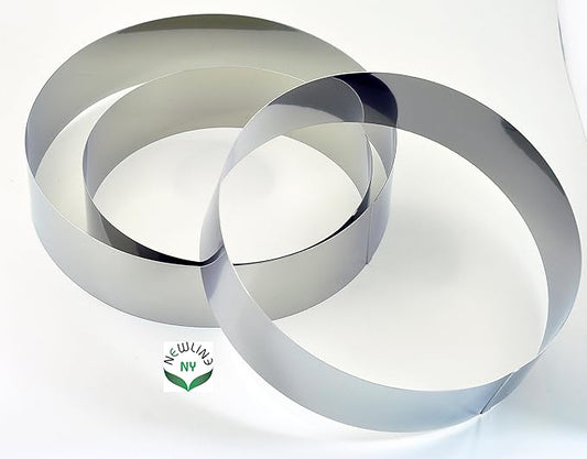 NewlineNY Stainless Steel Cake Mousse Rings for creating Round Appetizers, Molded Salads, Cakes, Mousse and Desserts, 3 Round Cake Mousse Flan Rings 8", 9.5" 10.5" Set