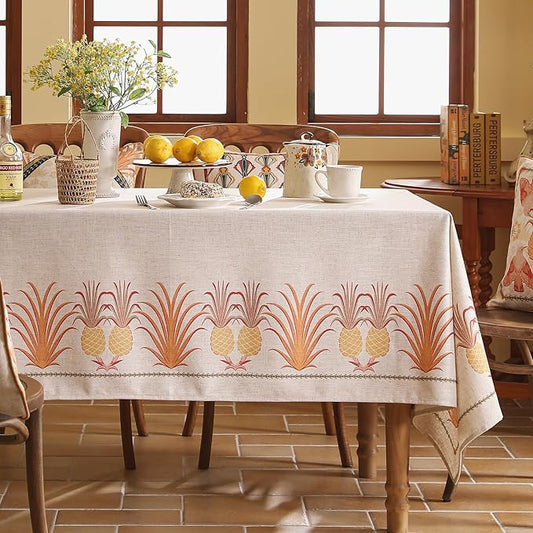 patdrea Designer Linen Small Tablecloth for Rectangle Table,Pineapple Pattern Tablecloths,Table Cover Cloth Colorful Decor for Kitchen Dining Christmas,Thanksgiving,55"x79"-Pineapple B